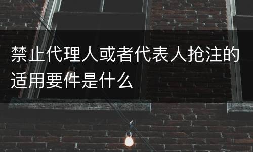 禁止代理人或者代表人抢注的适用要件是什么