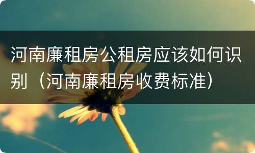 河南廉租房公租房应该如何识别（河南廉租房收费标准）