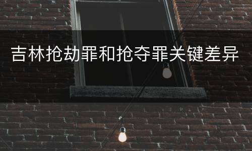 吉林抢劫罪和抢夺罪关键差异