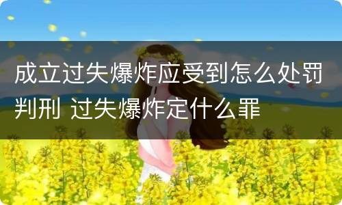 成立过失爆炸应受到怎么处罚判刑 过失爆炸定什么罪