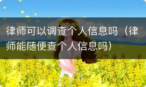 律师可以调查个人信息吗（律师能随便查个人信息吗）