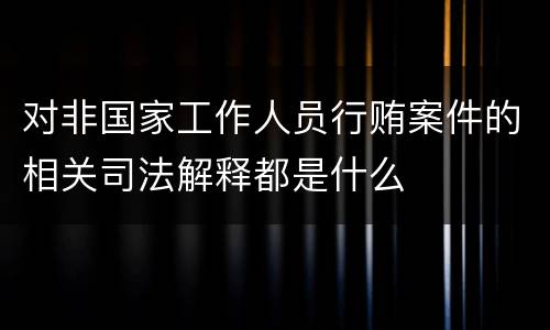 对非国家工作人员行贿案件的相关司法解释都是什么