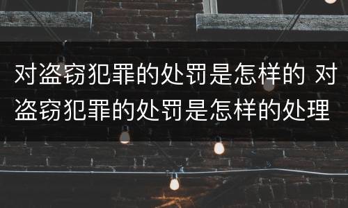 对盗窃犯罪的处罚是怎样的 对盗窃犯罪的处罚是怎样的处理