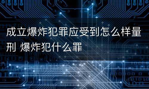 成立爆炸犯罪应受到怎么样量刑 爆炸犯什么罪