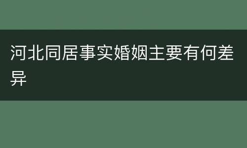 河北同居事实婚姻主要有何差异