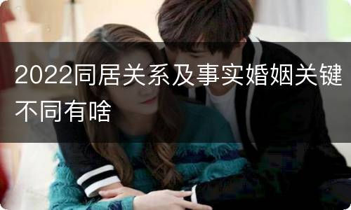 2022同居关系及事实婚姻关键不同有啥