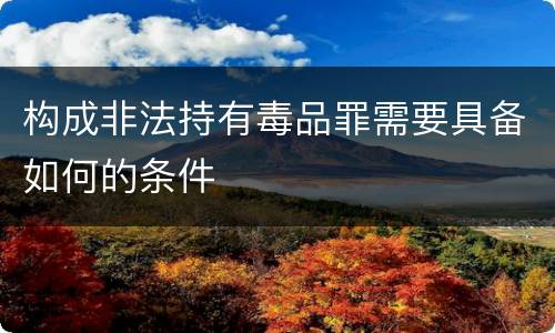 构成非法持有毒品罪需要具备如何的条件