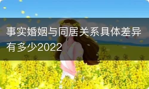 事实婚姻与同居关系具体差异有多少2022