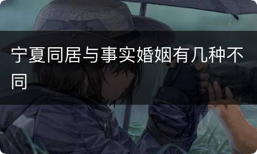 宁夏同居与事实婚姻有几种不同