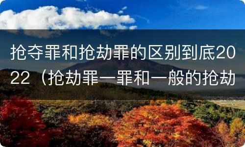 抢夺罪和抢劫罪的区别到底2022（抢劫罪一罪和一般的抢劫罪）