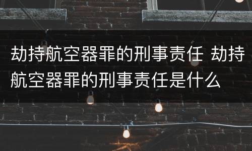劫持航空器罪的刑事责任 劫持航空器罪的刑事责任是什么