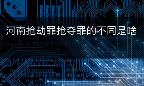 河南抢劫罪抢夺罪的不同是啥
