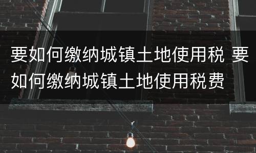 要如何缴纳城镇土地使用税 要如何缴纳城镇土地使用税费