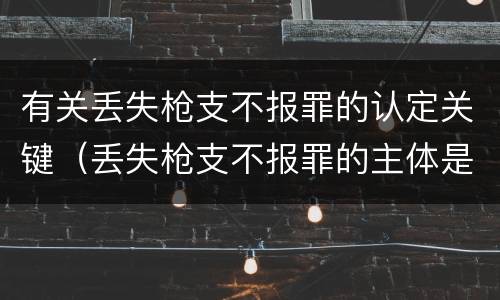 有关丢失枪支不报罪的认定关键（丢失枪支不报罪的主体是什么）