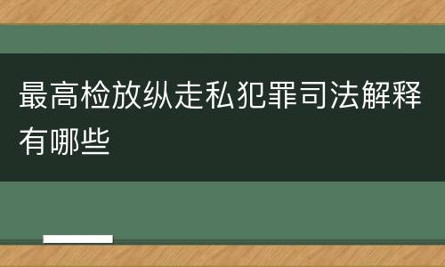 最高检放纵走私犯罪司法解释有哪些