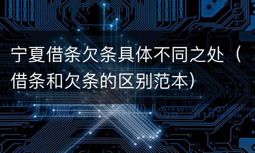 宁夏借条欠条具体不同之处（借条和欠条的区别范本）