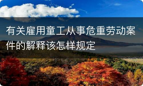 有关雇用童工从事危重劳动案件的解释该怎样规定