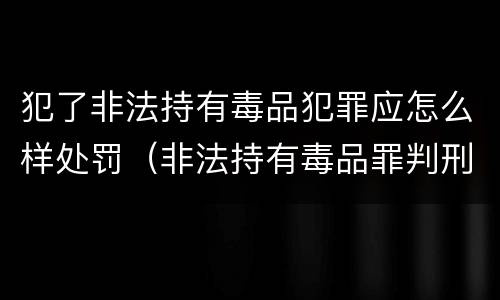 犯了非法持有毒品犯罪应怎么样处罚（非法持有毒品罪判刑）