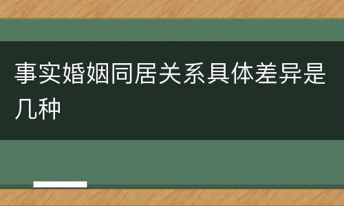 事实婚姻同居关系具体差异是几种