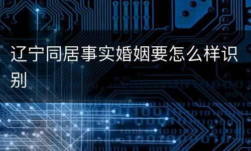 辽宁同居事实婚姻要怎么样识别