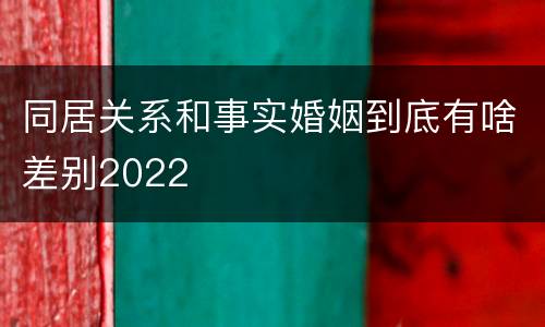 同居关系和事实婚姻到底有啥差别2022