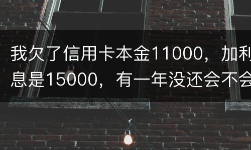 我欠了信用卡本金11000，加利息是15000，有一年没还会不会被案