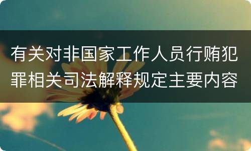有关对非国家工作人员行贿犯罪相关司法解释规定主要内容包括什么
