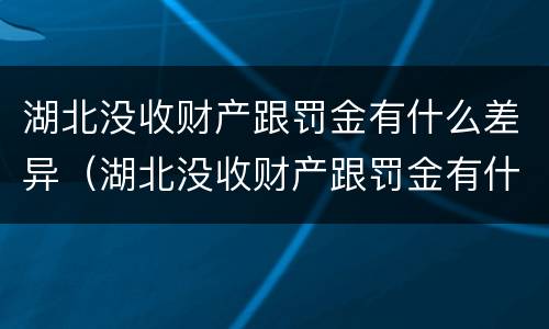 湖北没收财产跟罚金有什么差异（湖北没收财产跟罚金有什么差异吗）