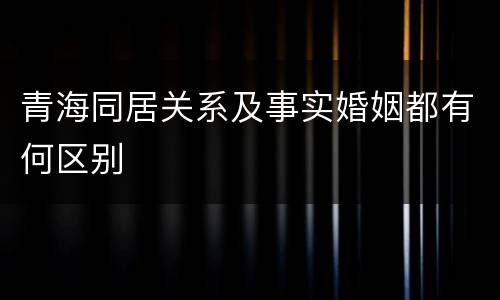 青海同居关系及事实婚姻都有何区别