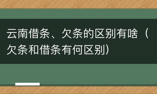 云南借条、欠条的区别有啥（欠条和借条有何区别）