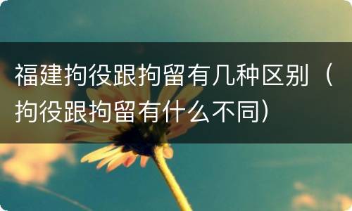 福建拘役跟拘留有几种区别（拘役跟拘留有什么不同）