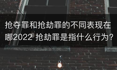 抢夺罪和抢劫罪的不同表现在哪2022 抢劫罪是指什么行为?