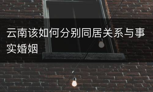 云南该如何分别同居关系与事实婚姻
