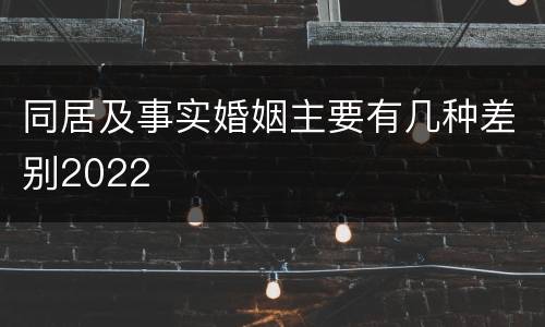 同居及事实婚姻主要有几种差别2022