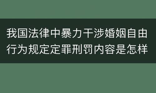 我国法律中暴力干涉婚姻自由行为规定定罪刑罚内容是怎样