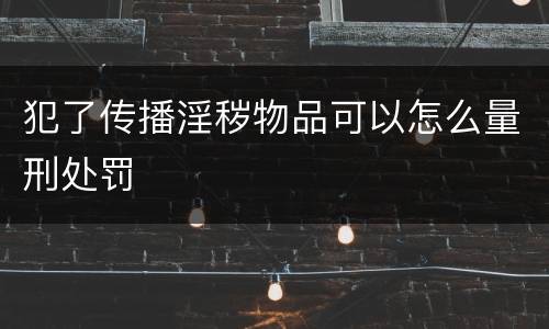 犯了传播淫秽物品可以怎么量刑处罚