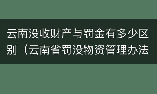 云南没收财产与罚金有多少区别（云南省罚没物资管理办法）