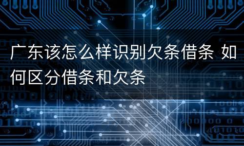 广东该怎么样识别欠条借条 如何区分借条和欠条