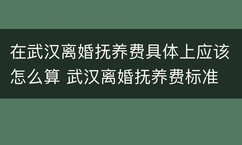 在武汉离婚抚养费具体上应该怎么算 武汉离婚抚养费标准
