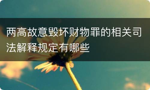 两高故意毁坏财物罪的相关司法解释规定有哪些