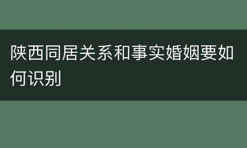 陕西同居关系和事实婚姻要如何识别