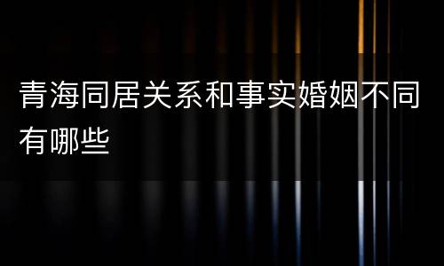 青海同居关系和事实婚姻不同有哪些