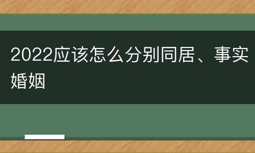 2022应该怎么分别同居、事实婚姻