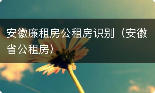安徽廉租房公租房识别（安徽省公租房）