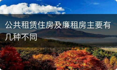 公共租赁住房及廉租房主要有几种不同