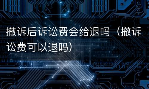 撤诉后诉讼费会给退吗（撤诉讼费可以退吗）