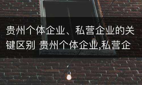 贵州个体企业、私营企业的关键区别 贵州个体企业,私营企业的关键区别在于