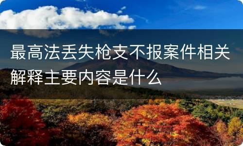 最高法丢失枪支不报案件相关解释主要内容是什么