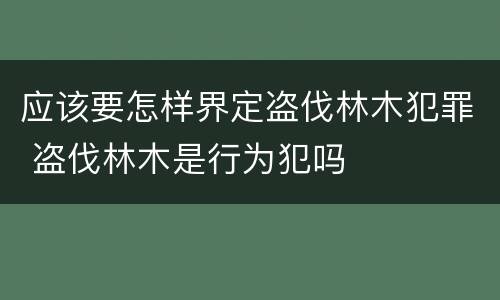 应该要怎样界定盗伐林木犯罪 盗伐林木是行为犯吗