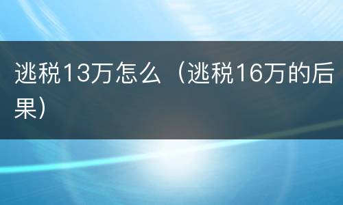 逃税13万怎么（逃税16万的后果）